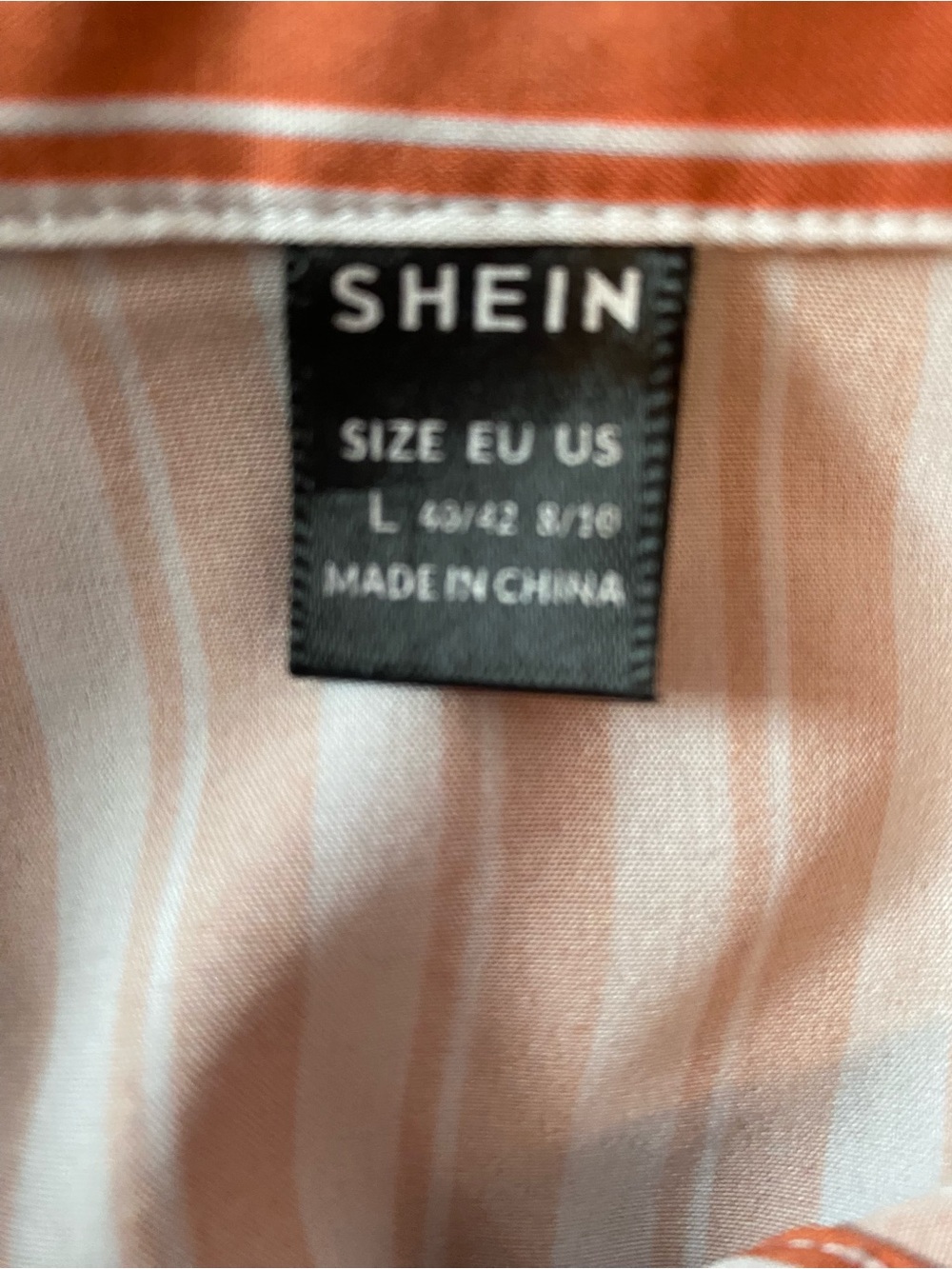 SHEIN Orange & White Striped Button-Down Shirt for Women - Picture 3 of 3